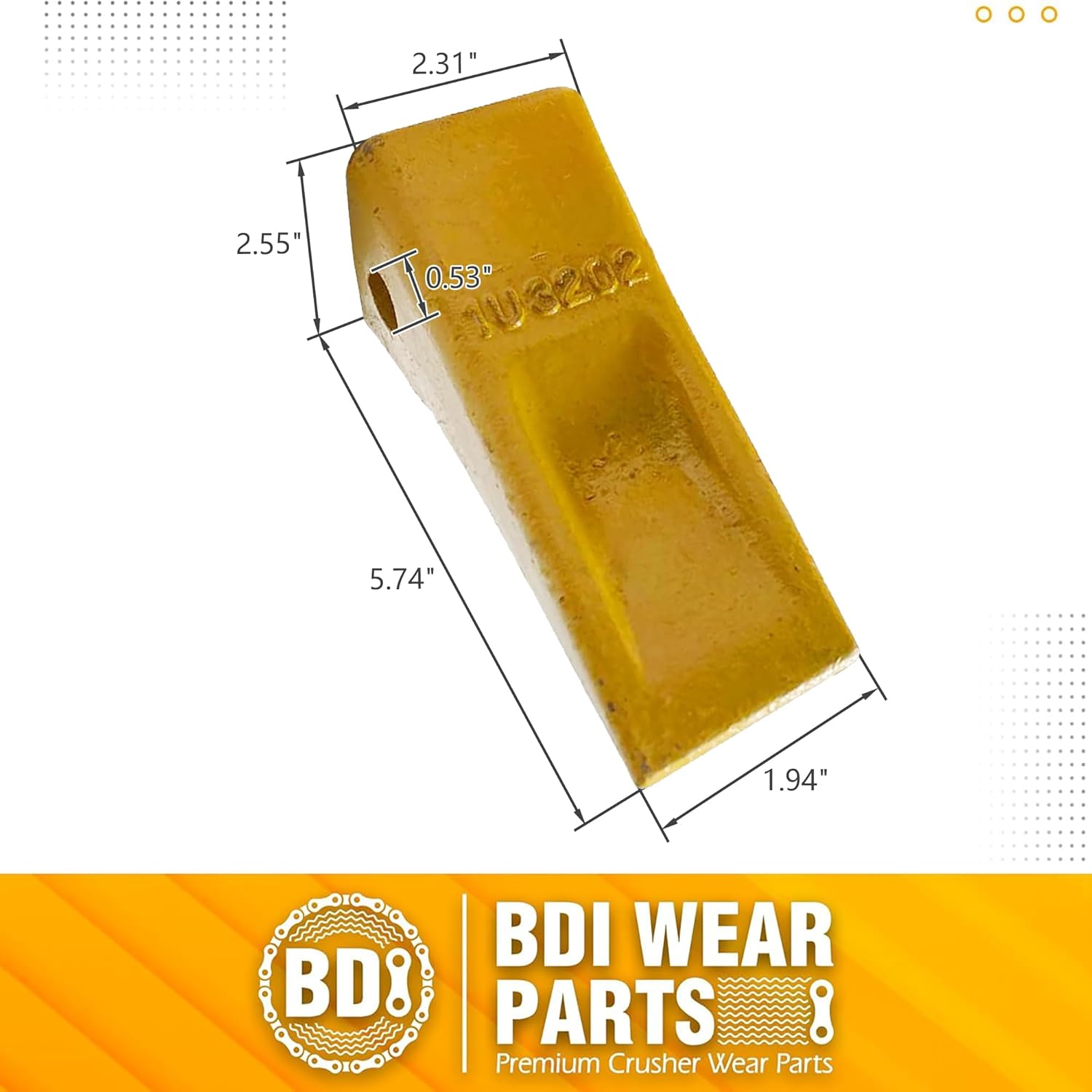 BDI Wear Parts 1U3202 5 Pack Caterpillar Style General Purpose Dirt Excavator Bucket Teeth Long Tip with Pins and Retainers
