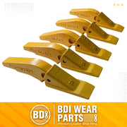 BDI Wear Parts Weld-on Flush Mount 2A Bucket Shanks 2AH Original Fab Bucket Teeth with Pins Backhole Excavator Bucket Digging Teeth Adapter - 5 Set