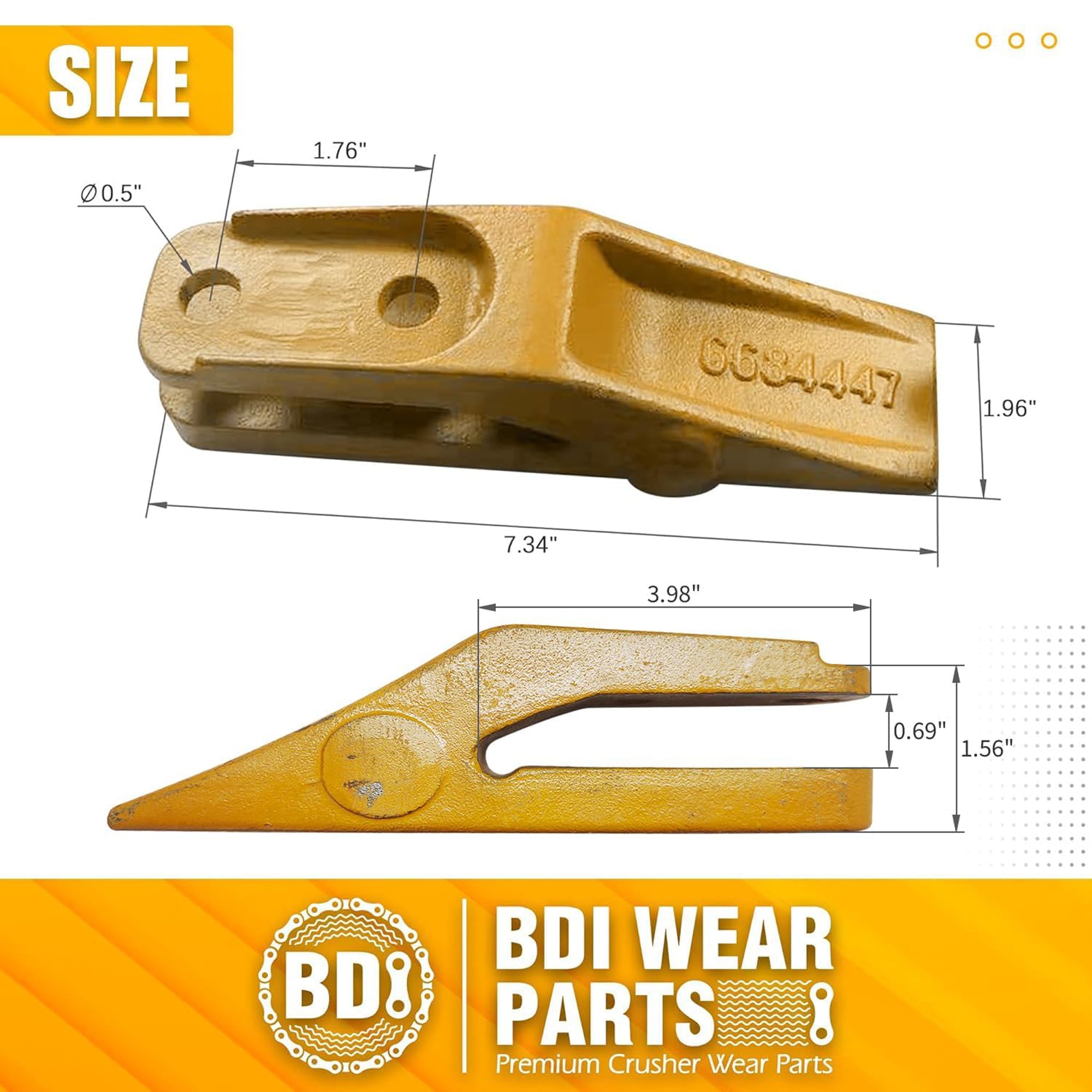 BDI Wear Parts 6684447 Trenching Bucket Teeth, Bobcat Style Skid Steer Backhoe Bolt On Tooth Unitooth - 9PK