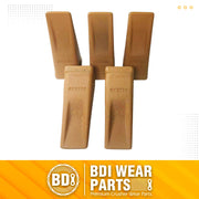 6Y3222 Caterpillar Bucket Teeth with Pins and Retainer Clips, CAT Style 6Y-3222 Long Tip J225 Replacement Dirt Tooth for Excavator - 5PK