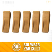 6Y3222 Caterpillar Bucket Teeth with Pins and Retainer Clips, CAT Style 6Y-3222 Long Tip J225 Replacement Dirt Tooth for Excavator - 5PK