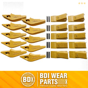 BDI Wear Parts Weld-on Flush Mount 2A Bucket Shanks 2AH Original Fab Bucket Teeth with Pins Backhole Excavator Bucket Digging Teeth Adapter - 10 Set
