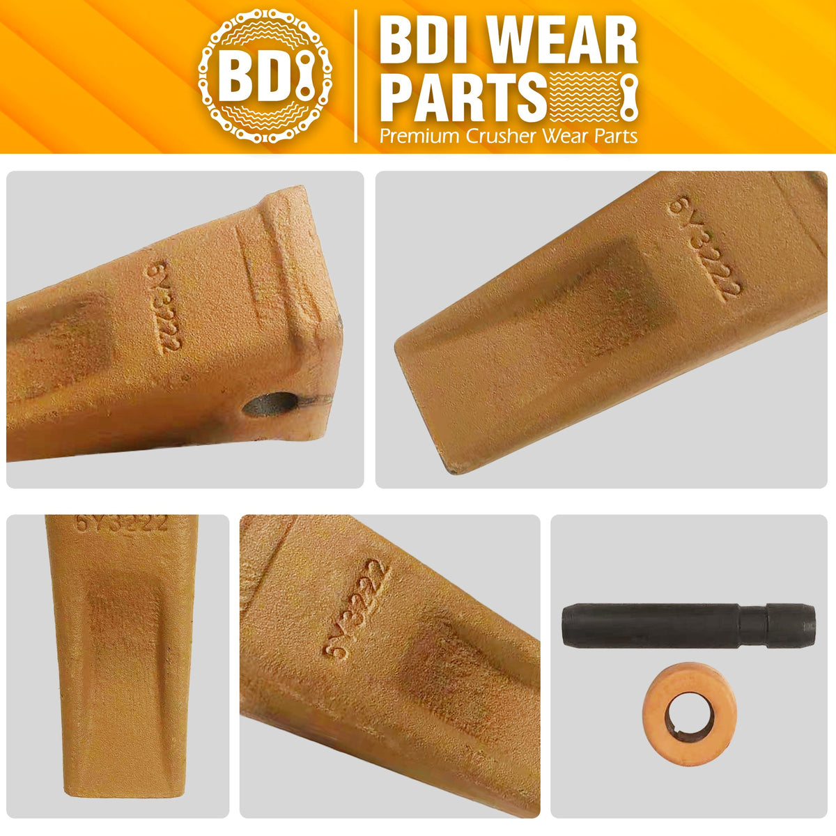 6Y3222 Caterpillar Bucket Teeth with Pins and Retainer Clips