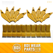 BDI Wear Parts Weld-on Flush Mount 2A Bucket Shanks 2AH Original Fab Bucket Teeth with Pins Backhole Excavator Bucket Digging Teeth Adapter - 10 Set