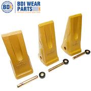 BDI Wear Parts 3 Pack 1U3302 Caterpillar Style J300 General Purpose Dirt Excavator Bucket Teeth Long Tip with Pins and Retainers