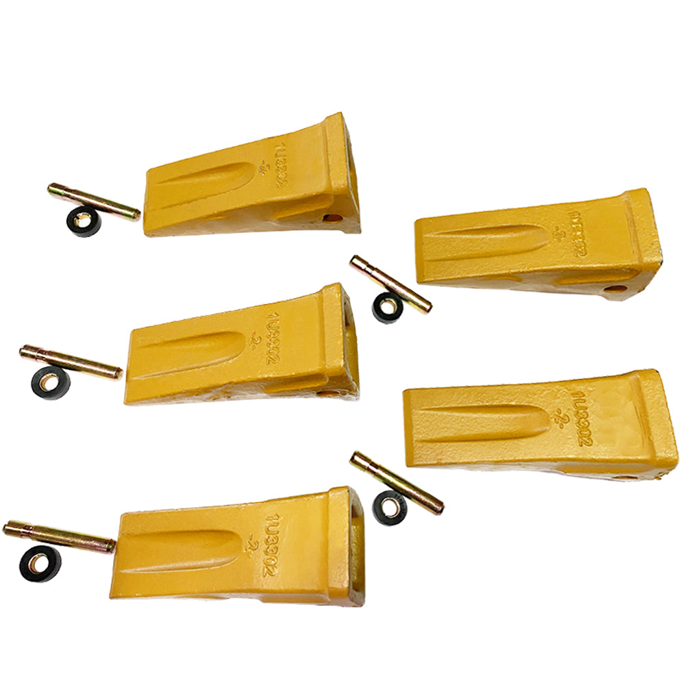 BDI Wear Parts 1U3302 CAT Caterpillar Style 5 Pack Long Tip Bucket Teeth with Pins and Retainers