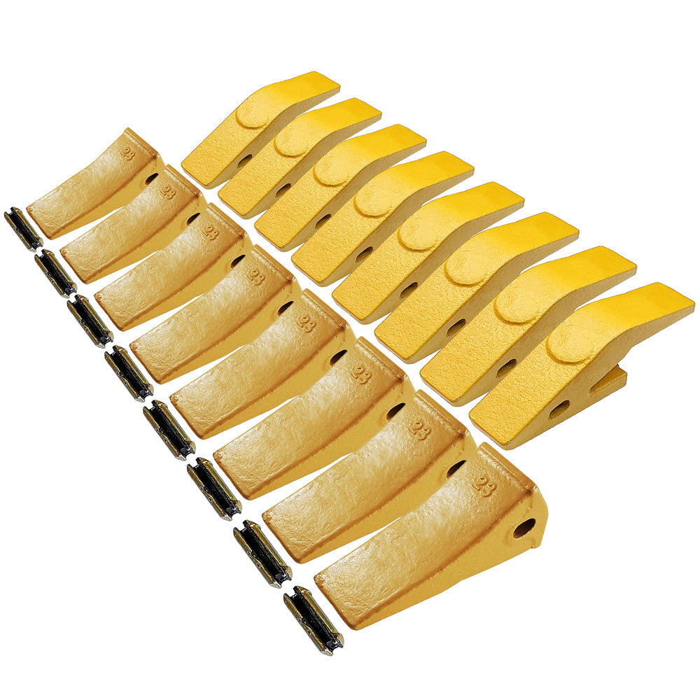 BDI Wear Parts Assembly 2740W23 Bucket Teeth Shank + 23 230HX Series Backhoe Bucket Teeth and Flex Pin Compatible with Deere, Case, JBC, and More - 8 Set