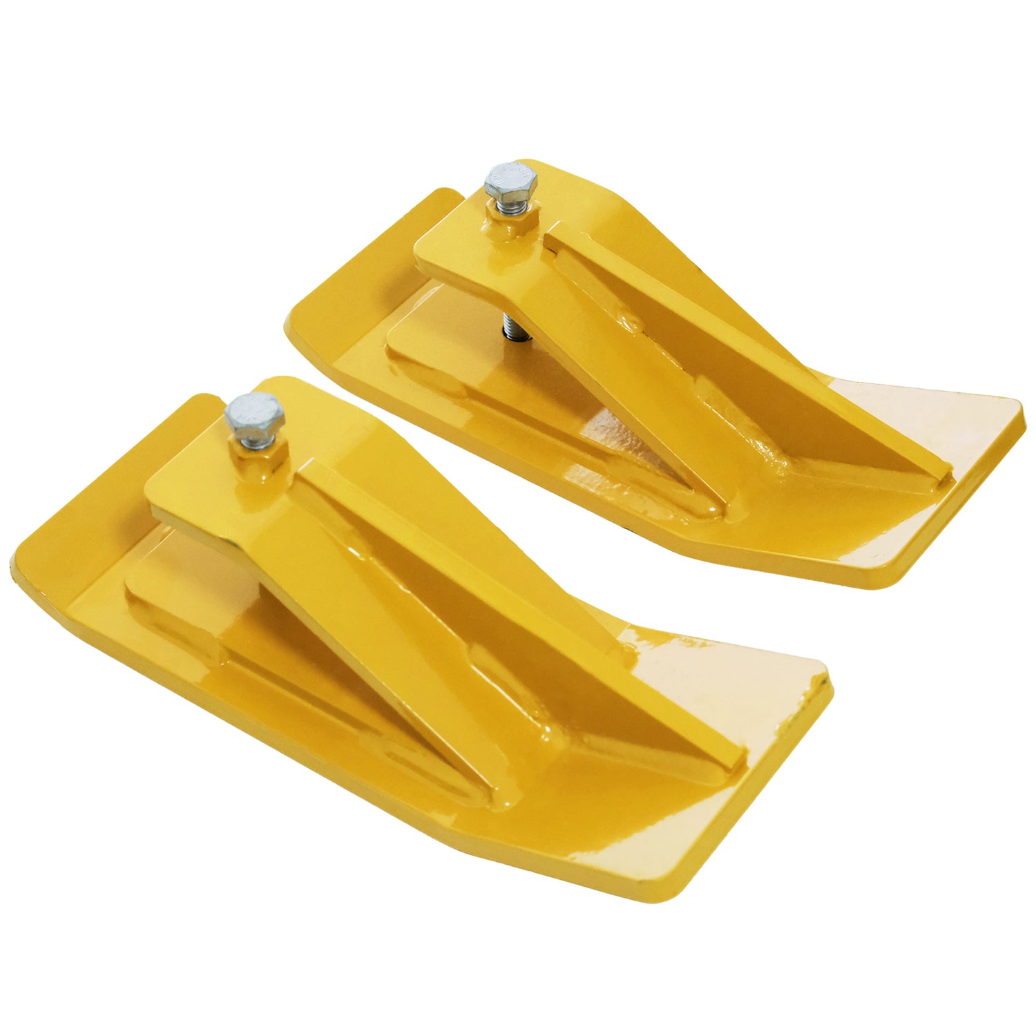 2PCS Tractor Bucket Protector Heavy Duty Steel Snow Plow Attachments Skid Edge Protector Turf Tamer Skid Protector with Lock Nuts and Bolts - Yellow