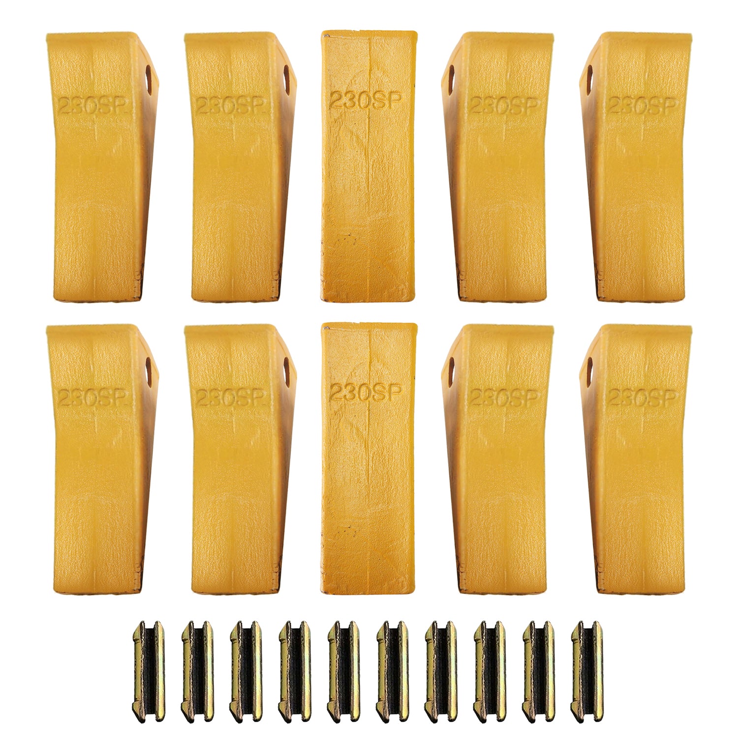 BDI WEAR PARTS 230SP Forged Bucket Teeth with TF23P Flex Pins For 23 & 230 Series Skid Steer Loaders and Excavators - 10 PACK
