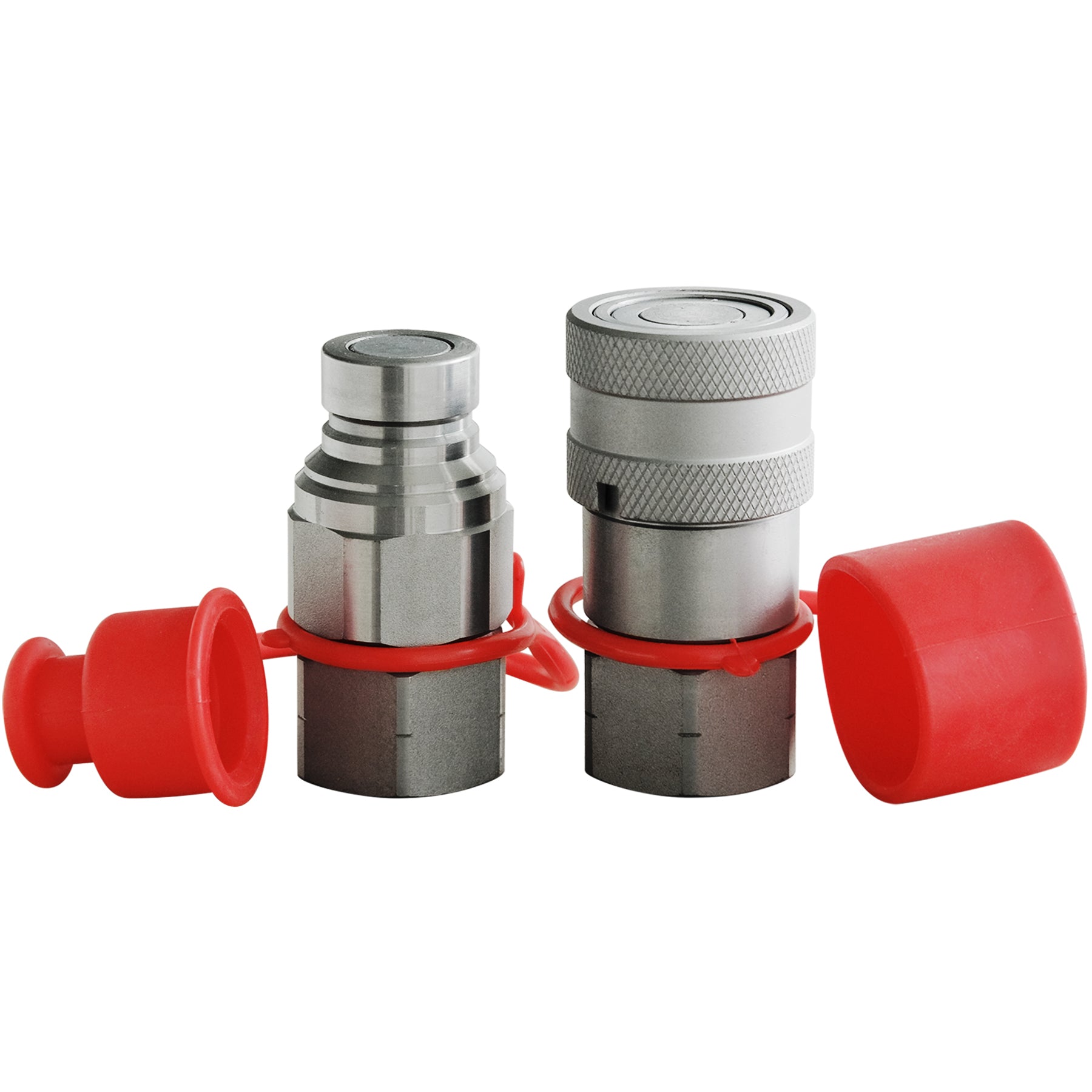 BDI Wear Parts 3/4" NPT Skid Steer Hydraulic Couplers/couplings, Bobcat Flat Face Quick Connect Fittings with w/Dust Caps - 1 SET