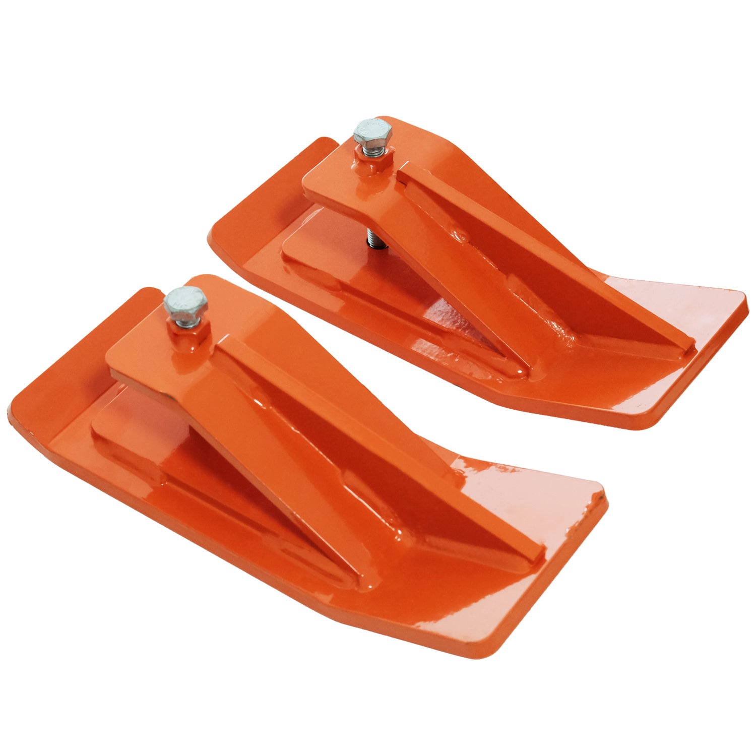 2PCS Tractor Bucket Protector Heavy Duty Steel Snow Plow Attachments Skid Edge Protector Turf Tamer Skid Protector with Lock Nuts and Bolts - Orange