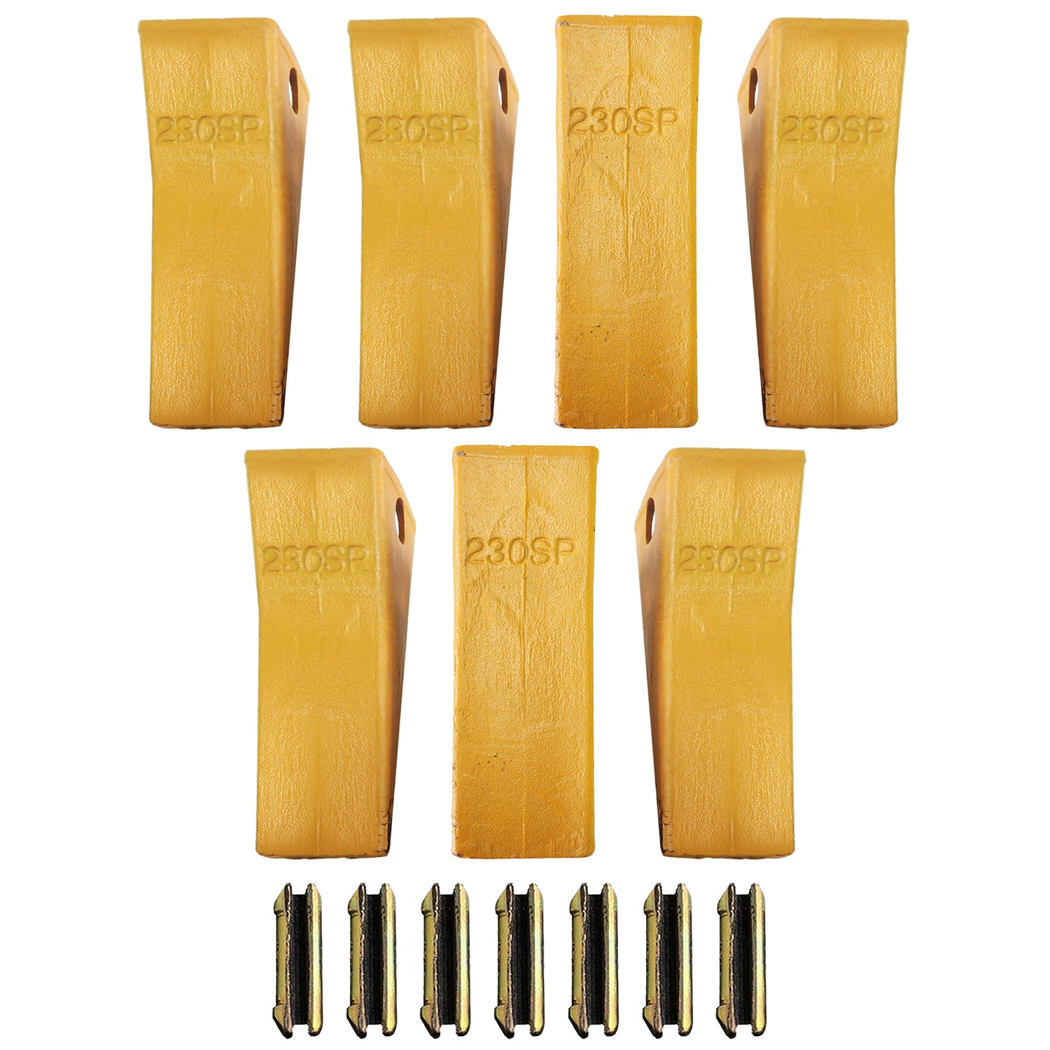 BDI WEAR PARTS 230SP Forged Bucket Teeth with TF23P Flex Pins For 23 & 230 Series Skid Steer Loaders and Excavators - 7 PACK