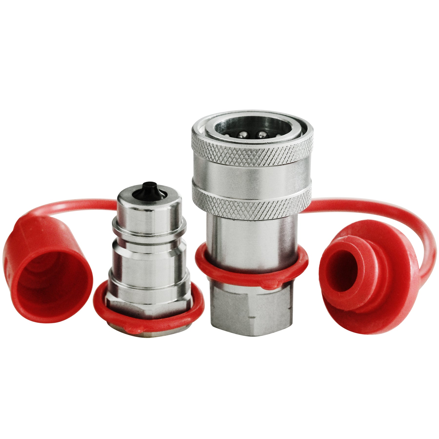 BDI Wear Parts 1/2" NPT ISO 7241-A Hydraulic Quick Connect Tractor Couplers with Dust Caps,Poppet Pioneer Style Hydraulic Quick Coupler - 1 SET