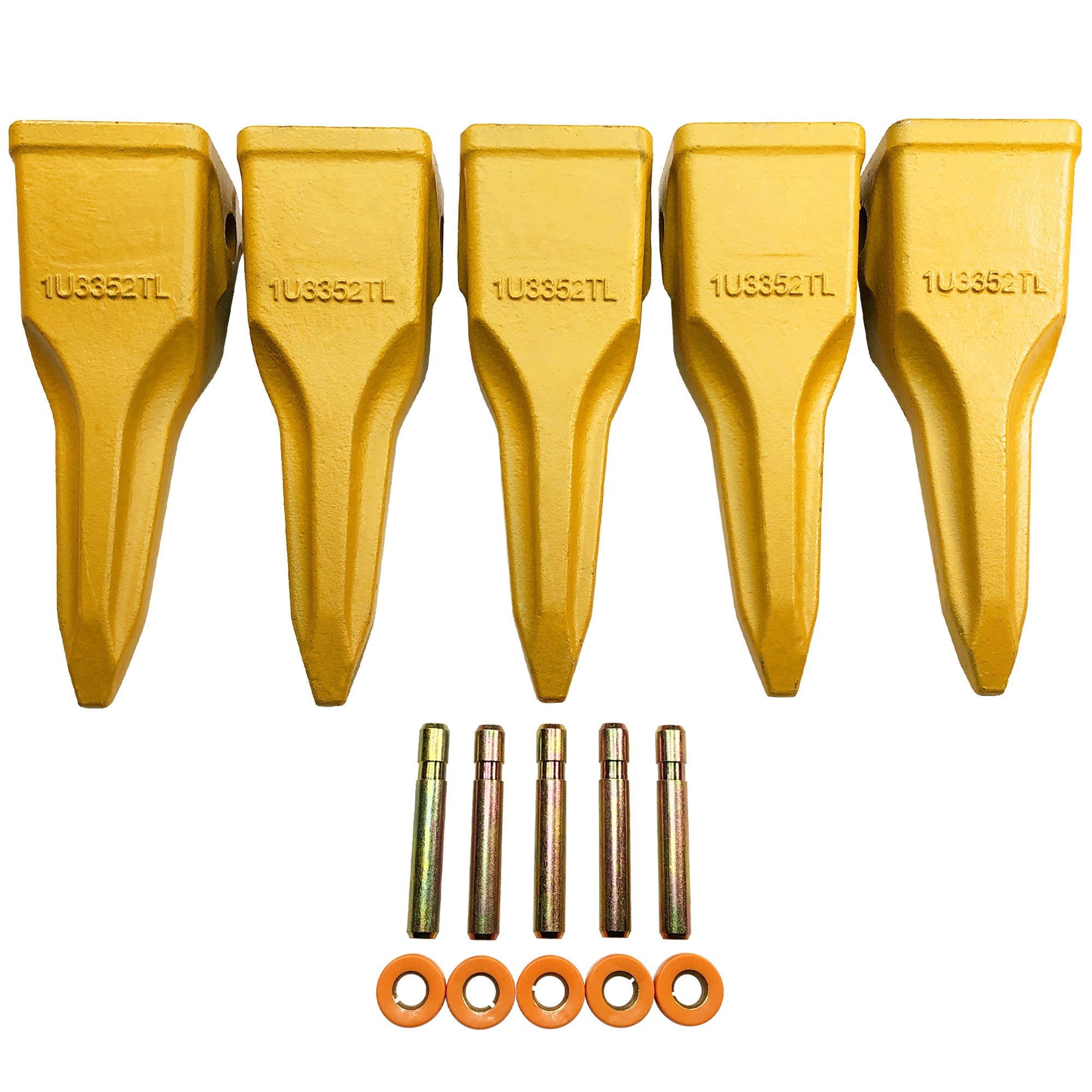 BDI Wear Parts 5PACK 1U3352TL, Single-Pointed Rock Tooth of Excavator Bucket with pin Suitable for Cat J350 Series