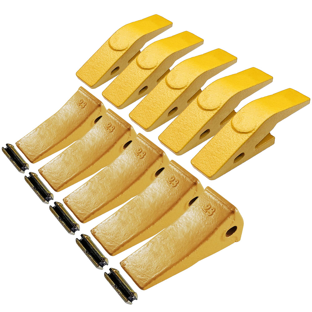 BDI Wear Parts Assembly 2740W23 Bucket Teeth Shank + 23 230HX Series Backhoe Bucket Teeth and Flex Pin Compatible with Deere, Case, JBC, and More - 5 Set