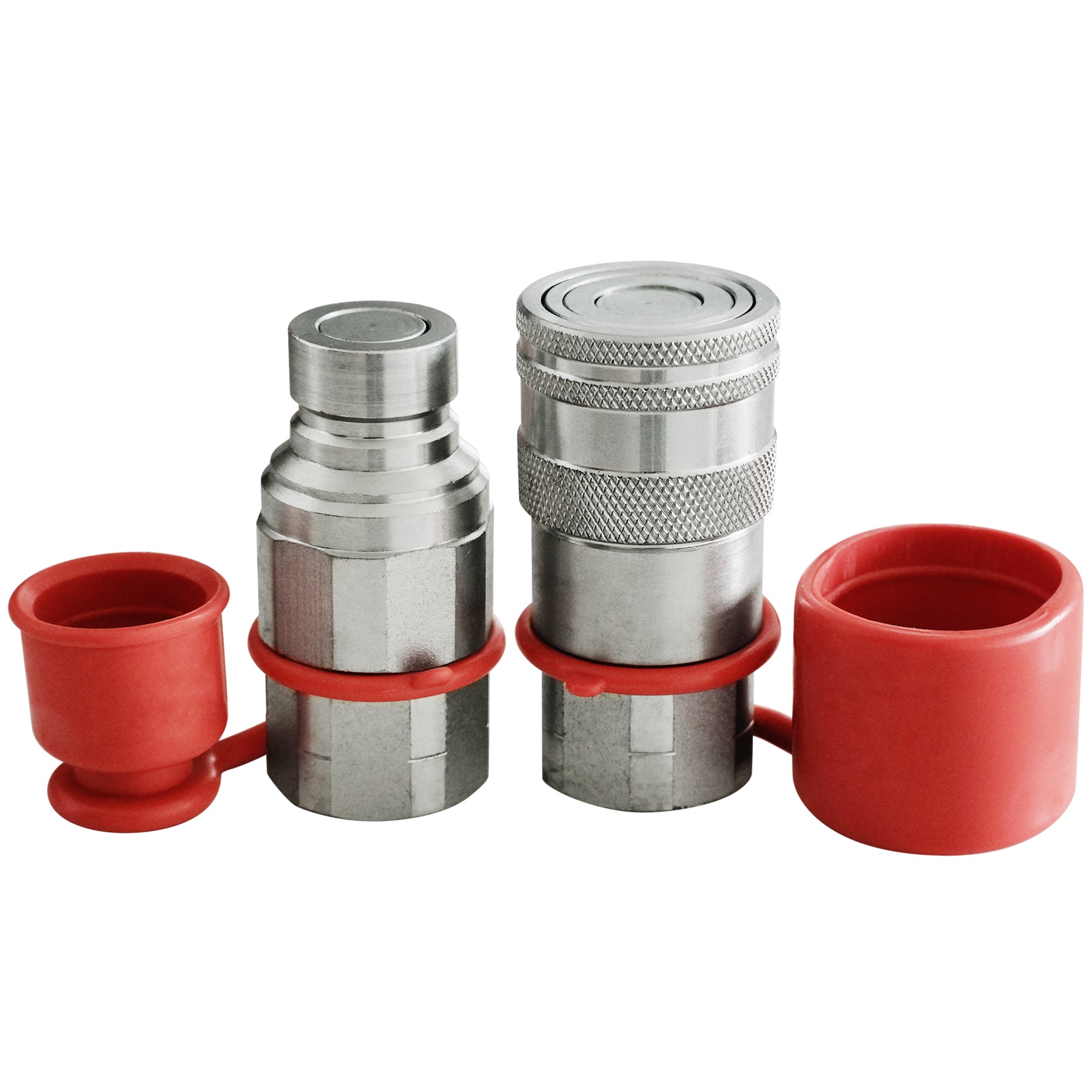 BDI Wear Parts 1/2" NPT Skid Steer Hydraulic Couplers/couplings, Bobcat Flat Face Quick Connect Fittings w/Dust Caps