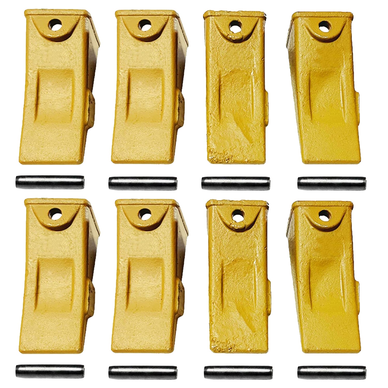 BDI Wear Parts Company Yellow X156L Long Bucket Teeth + P156 Long Pins for Hensley Style for Skid Steer and Mini Excavators - 8 Pack