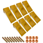BDI Wear Parts 1U3202 Excavator Bucket Teeth, Caterpillar Bucket Tooth with Pins 8E6208 and Retainers 8E6209 for J200 Series - 8 Set
