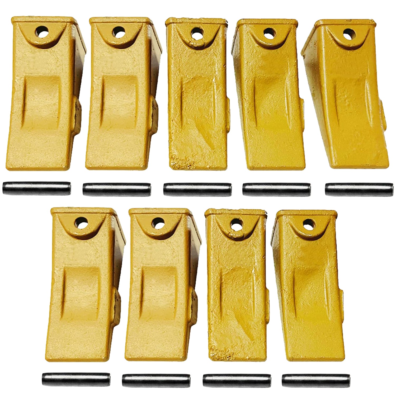 BDI Wear Parts Company Yellow X156L Long Bucket Teeth + P156 Long Pins for Hensley Style for Skid Steer and Mini Excavators - 9 Pack