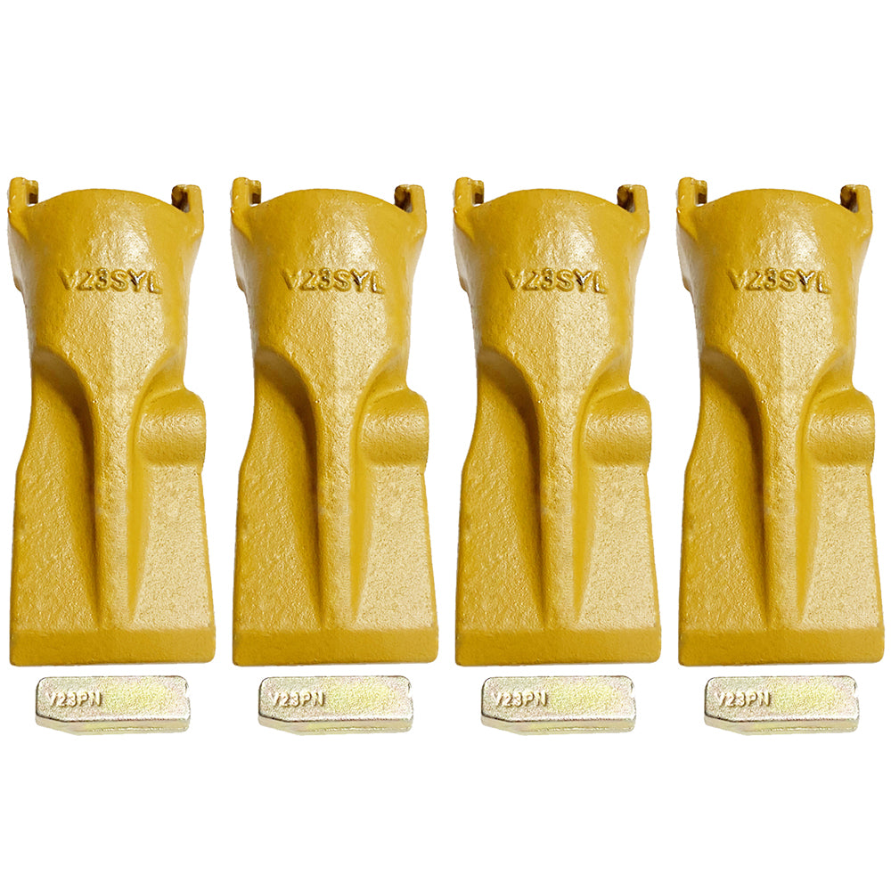 BDI Wear Parts V23SYL 23SYL V23 V Style Bucket Digging Teeth Tooth w/ V23PN Flex Pins -4PK