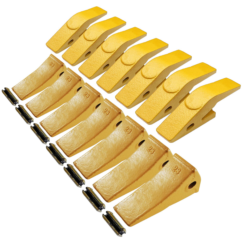 BDI Wear Parts Assembly 2740W23 Bucket Teeth Shank + 23 230HX Series Backhoe Bucket Teeth and Flex Pin Compatible with Deere, Case, JBC, and More - 7 Set