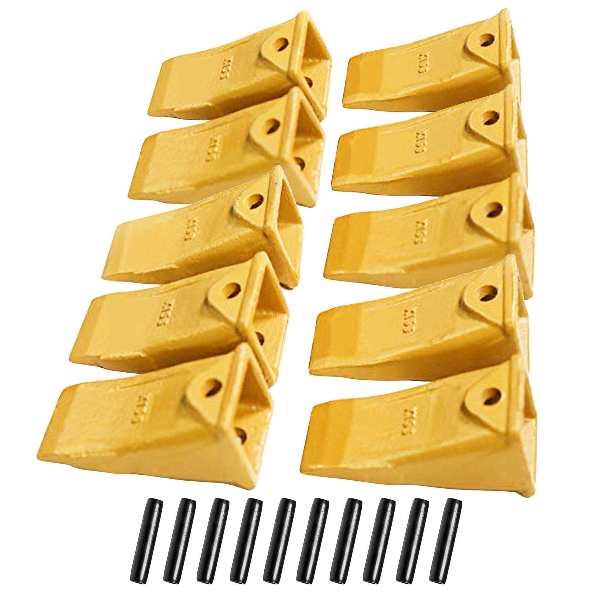 BDI Wear Parts 10 Pack X156 Dirt Bucket Teeth Hensley Style with 10 P156 Roll Pins for Skid Steer and Mini Excavators Fits 156 Series