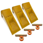 BDI Wear Parts 1U3202 Caterpillar Style General Purpose Dirt Excavator Bucket Teeth Long Tip with Pins and Retainers - 3 Pack