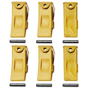 BDI Wear Parts Company Yellow X156L Long Bucket Teeth + P156 Roll Pins for Hensley Style for Skid Steer and Mini Excavators - 6 Pack
