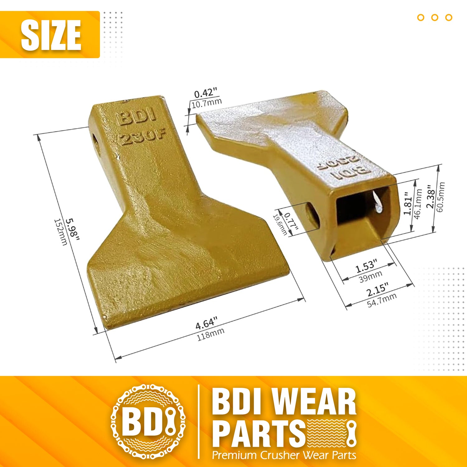 BDI Wear Parts Assembly U43792 Bucket Tooth Adapter 23TL