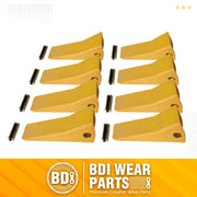 BDI WEAR PARTS 230SP Forged Bucket Teeth with TF23P Flex Pins For 23 & 230 Series Skid Steer Loaders and Excavators - 8 PACK