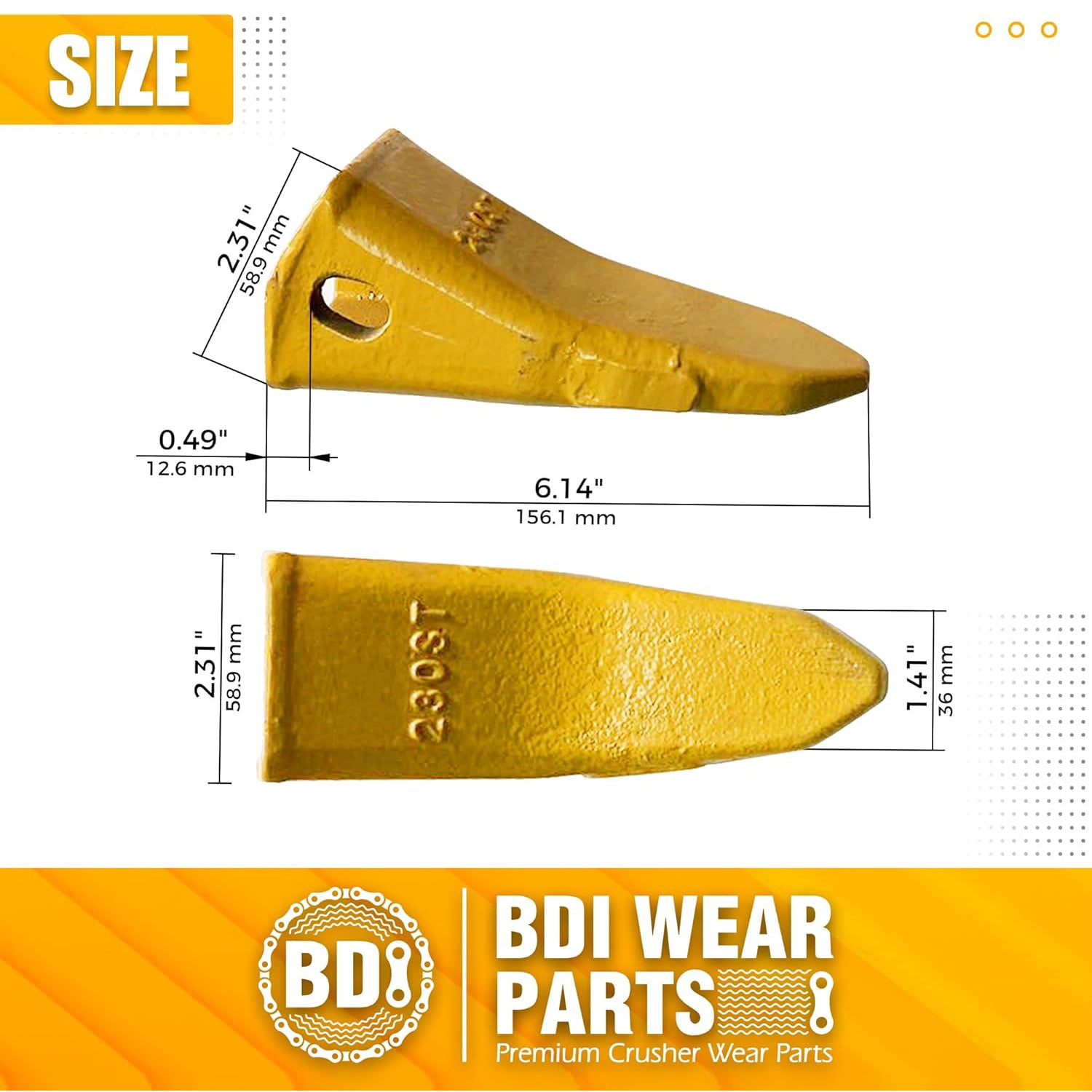 BDI Wear Parts 230ST Bucket Teeth 23 230 Series with TF23P Flex Pins for Mini Excavator Bucket Tooth - 10 Pack