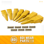 BDI Wear Parts Claw Twin Bucket Teeth 230T Bucket Teeth with 23FP Flexpins Forged BDI Tooth 230 Series Teeth - 7 Pack