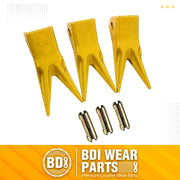 BDI Wear Parts 230WT Twin Tiger Bucket Teeth with 23FP Felxpins Fits 230 Series Adapter OEM BDI Tooth - 3 Pack