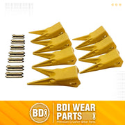 BDI Wear Parts 230WT Twin Tiger Bucket Teeth with 23FP Felxpins Fits 230 Series Adapter OEM BDI Tooth - 7 Pack