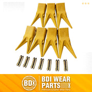 BDI Wear Parts 230WT Twin Tiger Bucket Teeth with 23FP Felxpins Fits 230 Series Adapter OEM BDI Tooth - 7 Pack