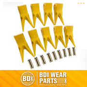 BDI Wear Parts 230WT Twin Tiger Bucket Teeth with 23FP Felxpins Fits 230 Series Adapter OEM BDI Tooth - 9 Pack