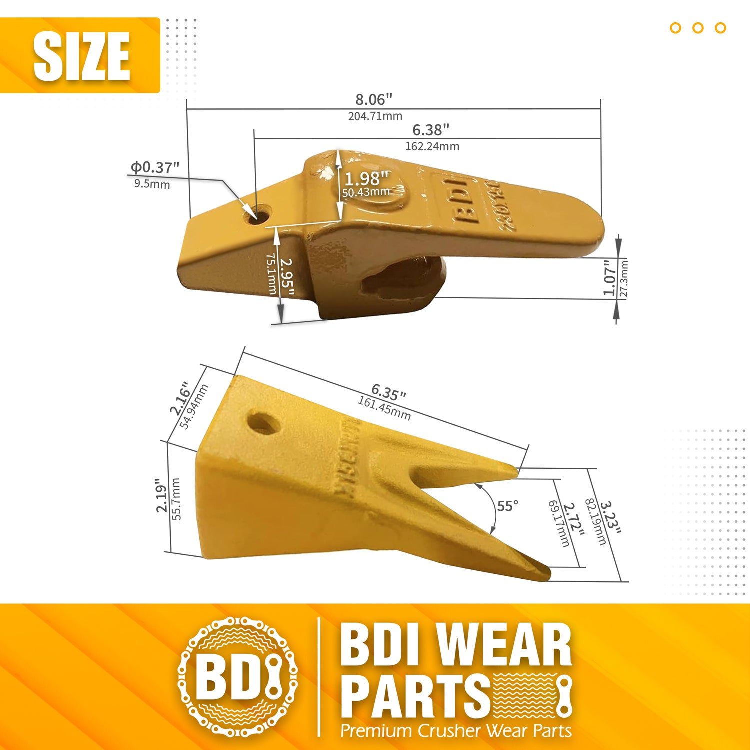 BDI Wear Parts Assembly 230X156 Backhoe Shank / X156WTL Bucket Teeth / P156 Flex Pin Bobcat Skid Steer Caterpillar Style for Mini Excavator - 5 Set