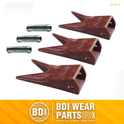 BDI Wear Parts 23 230 Series 23WTL Bucket Teeth Replacement Teeth for Bobcat Bucket Tooth with 23FP Flex Pins for Hensley Excavator - 3 Pack