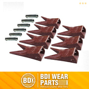 BDI Wear Parts 23 230 Series 23WTL Bucket Teeth Replacement Teeth for Bobcat Bucket Tooth with 23FP Flex Pins for Hensley Excavator - 7 Pack