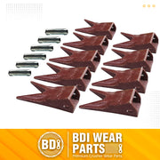 BDI Wear Parts 23 230 Series 23WTL Bucket Teeth Replacement Teeth for Bobcat Bucket Tooth with 23FP Flex Pins for Hensley Excavator - 9 Pack