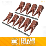 BDI Wear Parts 23 230 Series 23WTL Bucket Teeth Replacement Teeth for Bobcat Bucket Tooth with 23FP Flex Pins for Hensley Excavator - 9 Pack