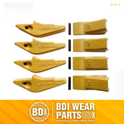 BDI Wear Parts Weld-on Flush Mount 2A Bucket Shanks 2AH Original Fab Bucket Teeth with Pins Backhole Excavator Bucket Digging Teeth Adapter - 4 Set