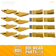 BDI Wear Parts Weld-on Flush Mount 2A Bucket Shanks 2AH Original Fab Bucket Teeth with Pins Backhole Excavator Bucket Digging Teeth Adapter - 8 Set
