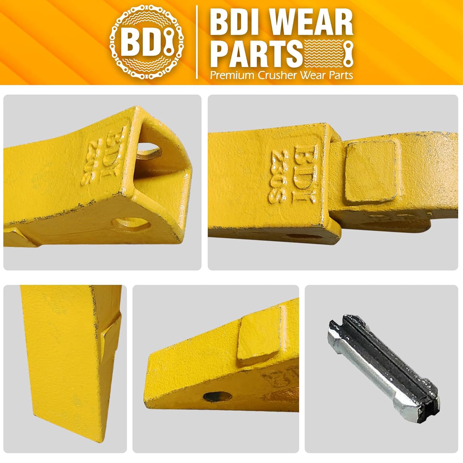 BDI Wear Parts Assembly U43792 Bucket Tooth Adapter, 230S Bucket Teeth with TF23P Flex Pin Weld on Bucket Teeth for 23 & 230 Series Skid Steer Loaders and Excavators- 1PK