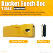 6737325 1 Pack Bobcat Style Dirt Digging Bucket Teeth/Tooth & 1 Pack 6737326 FlexPins (1-Yellow)