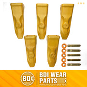 BDI Wear Parts Cat Bucket Teeth Combination of 1U3252RC Caterpillars J250 Hensley Style Buckets Teeth with Pins - 5 Pack