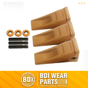 6Y3222 Caterpillar Bucket Teeth with Pins and Retainer Clips, CAT Style 6Y-3222 Long Tip J225 Replacement Dirt Tooth for Excavator - 3PK