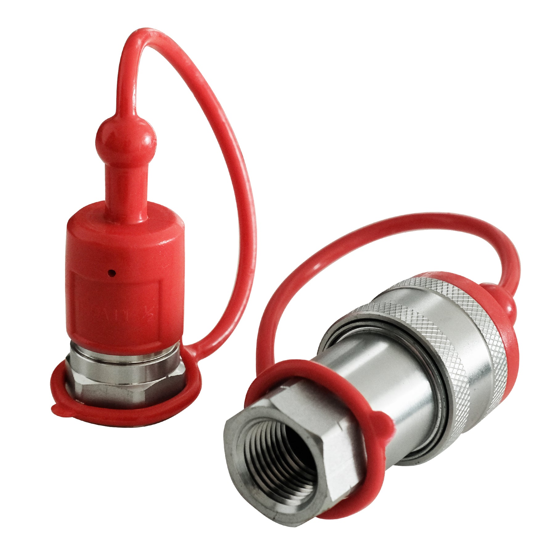 BDI Wear Parts 1/2" NPT ISO 7241-A Hydraulic Quick Connect Tractor Couplers with Dust Caps,Poppet Pioneer Style Hydraulic Quick Coupler - 1 SET