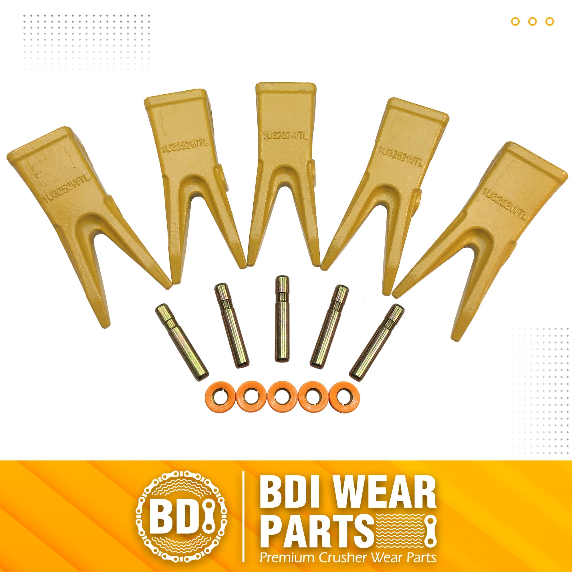 BDI Wear Parts 1U3252WTL Hensley Style Bucket Teeth for Excavator Buckets Tractor Bucket Tooth for Skid Steer for Caterpillars - 10Pack