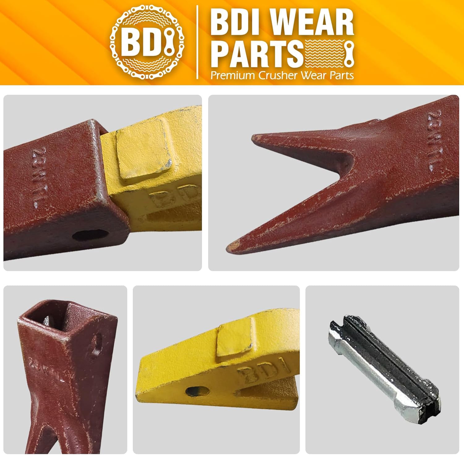 BDI Wear Parts Assembly U43792 Bucket Tooth Adapter +23 23WTL Bucket Teeth with TF23P Flex Pins/Weld on Bucket Teeth Compatible with Hensley Excavator - 8 Set